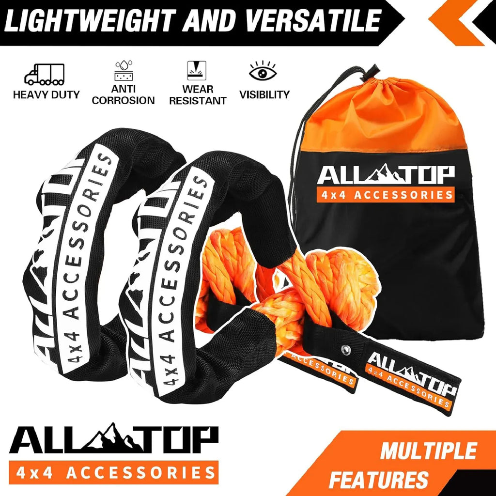 48,300 lbs Synthetic Soft Shackle & 66,000 lbs Recovery Ring Set – Heavy-Duty Off-Road Winch Recovery Kit (2 PCS)