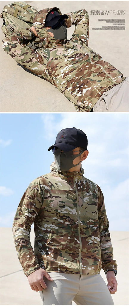 Men’s Tactical Sun-Protective Hiking Jacket – Lightweight, Waterproof, Quick-Dry Outdoor Shell