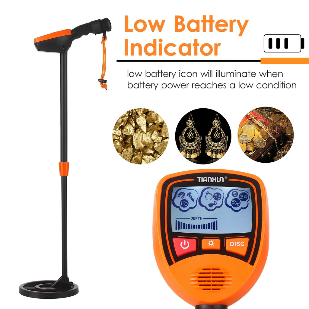 TIANXUN MD-1012 Kids Metal Detector – Lightweight Handheld Gold & Treasure Finder with LCD, Waterproof Coil, Adjustable Stem