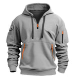 Unisex Multi-Pocket Fleece Hooded Pullover – Plus Size Casual Zip-Up Sweatshirt thumbnail 5