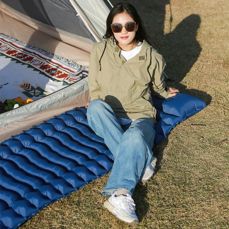 Ultra-Light Thickened Camping Air Mattress with Built-In Pillow & Pump – Compact & Durable Travel Sleeping Pad