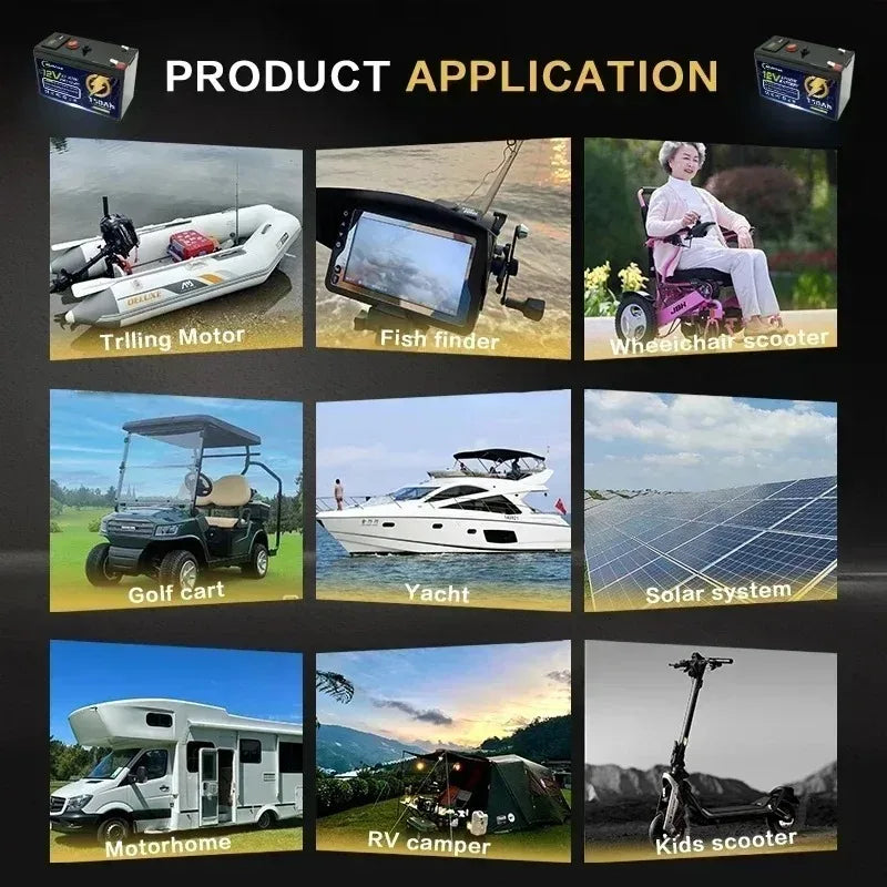 12V 80–150Ah LiFePO4 Deep Cycle Lithium Battery – Built-in BMS, 4000+ Cycles