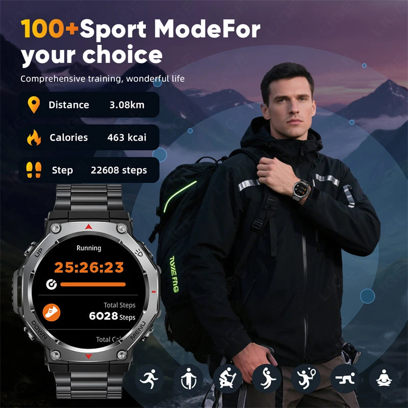 LIGE 2025 KT85 Outdoor Smartwatch – 1.43" AMOLED Display, Long Battery Life, Fitness & Health Tracker for Men