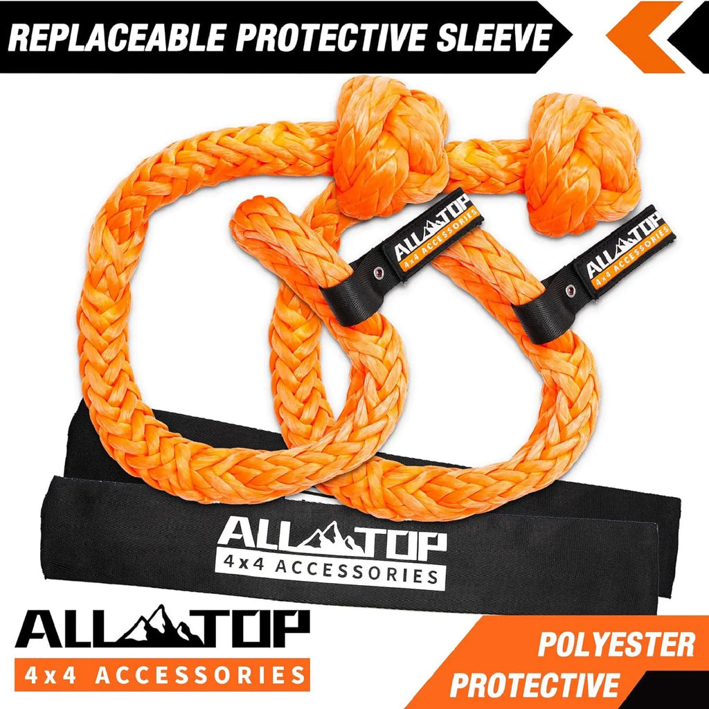 48,300 lbs Synthetic Soft Shackle & 66,000 lbs Recovery Ring Set – Heavy-Duty Off-Road Winch Recovery Kit (2 PCS)