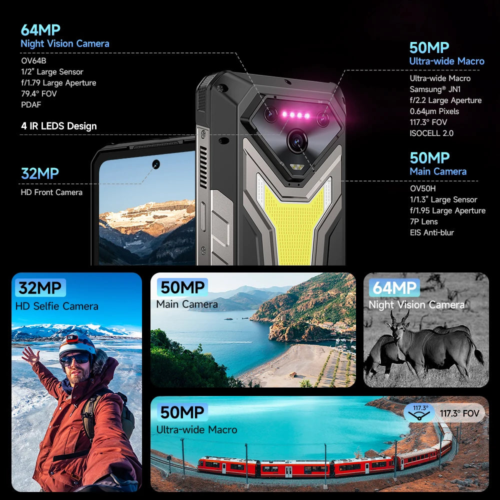 Ulefone Armor 34 Pro 5G – Rugged AI Smartphone with Built-in Projector, 25500mAh Battery, 120Hz Display, and 32GB+512GB Storage