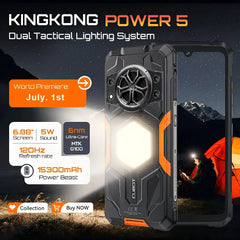 Cubot KingKong Power 5 – Rugged Smartphone with 15300mAh Battery, 6.88" 120Hz Display, Android 15, 16GB RAM + 128GB Storage, IP68/IP69K