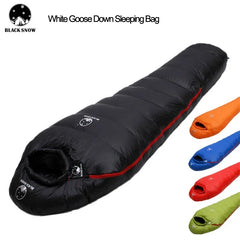 BLACKSNOW White Goose Down Mummy Sleeping Bag – Ultra-Warm, Lightweight, Winter-Ready (4 Thickness Options)