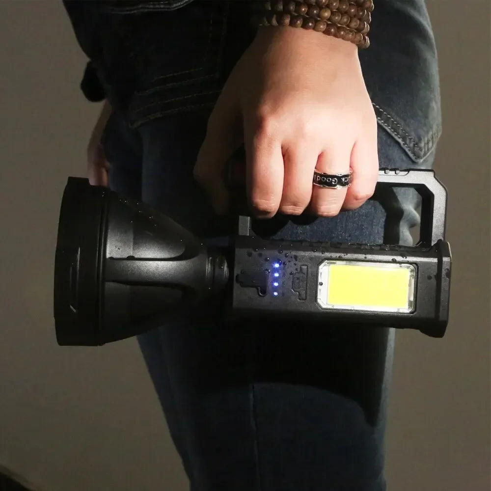 Ultra-Bright Waterproof LED Rechargeable Spotlight – USB Powered Searchlight for Camping, Fishing & Outdoor Survival