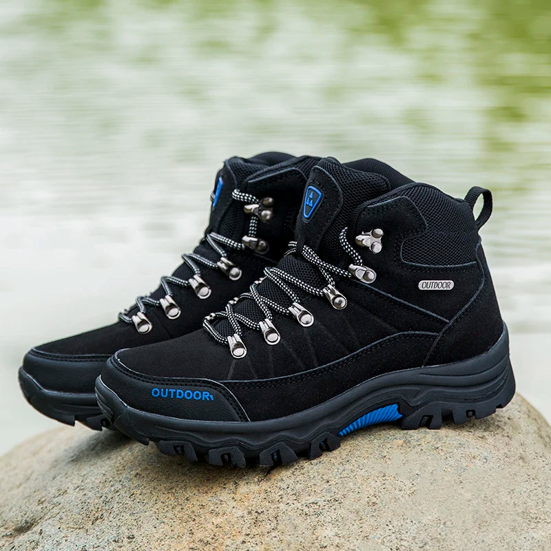 Men’s Waterproof High-Top Hiking & Climbing Shoes – Anti-Slip, Breathable Outdoor Footwear