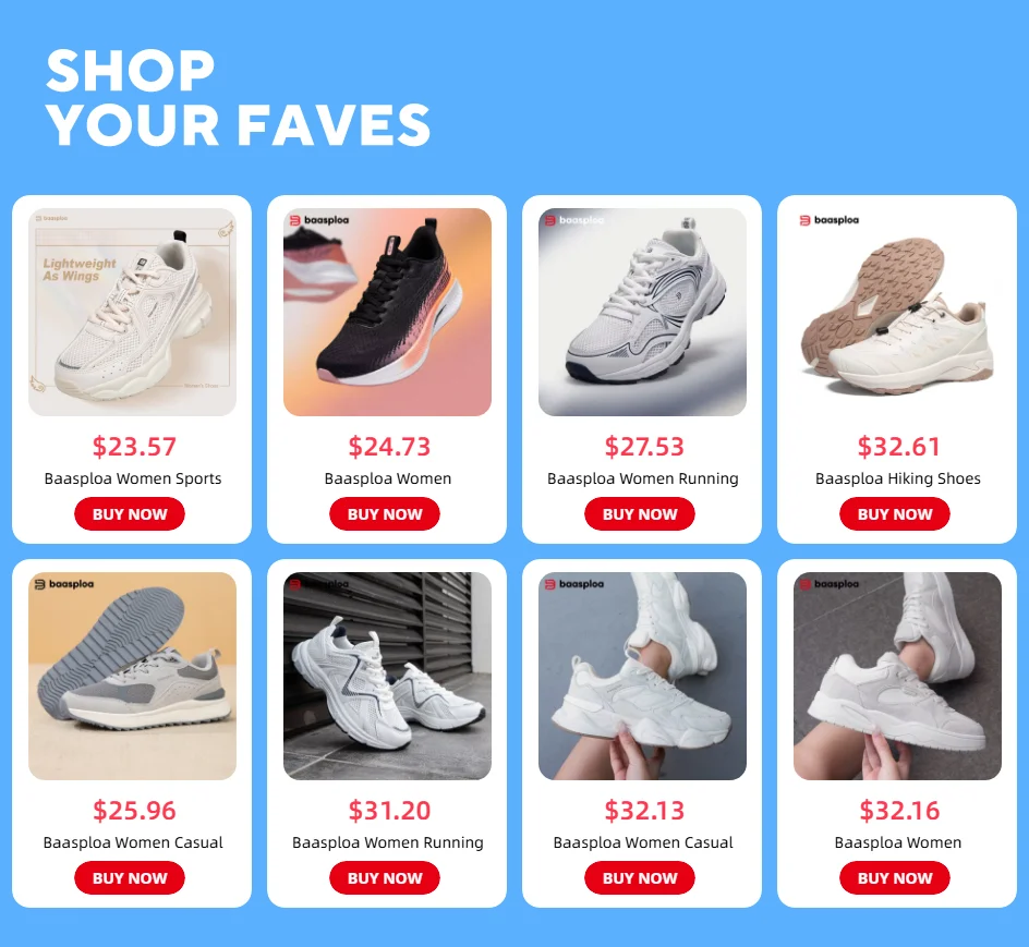 Baasploa Women's Lightweight Mesh Running Shoes – Breathable Outdoor Jogging Sneakers with Anti-Slip Sole