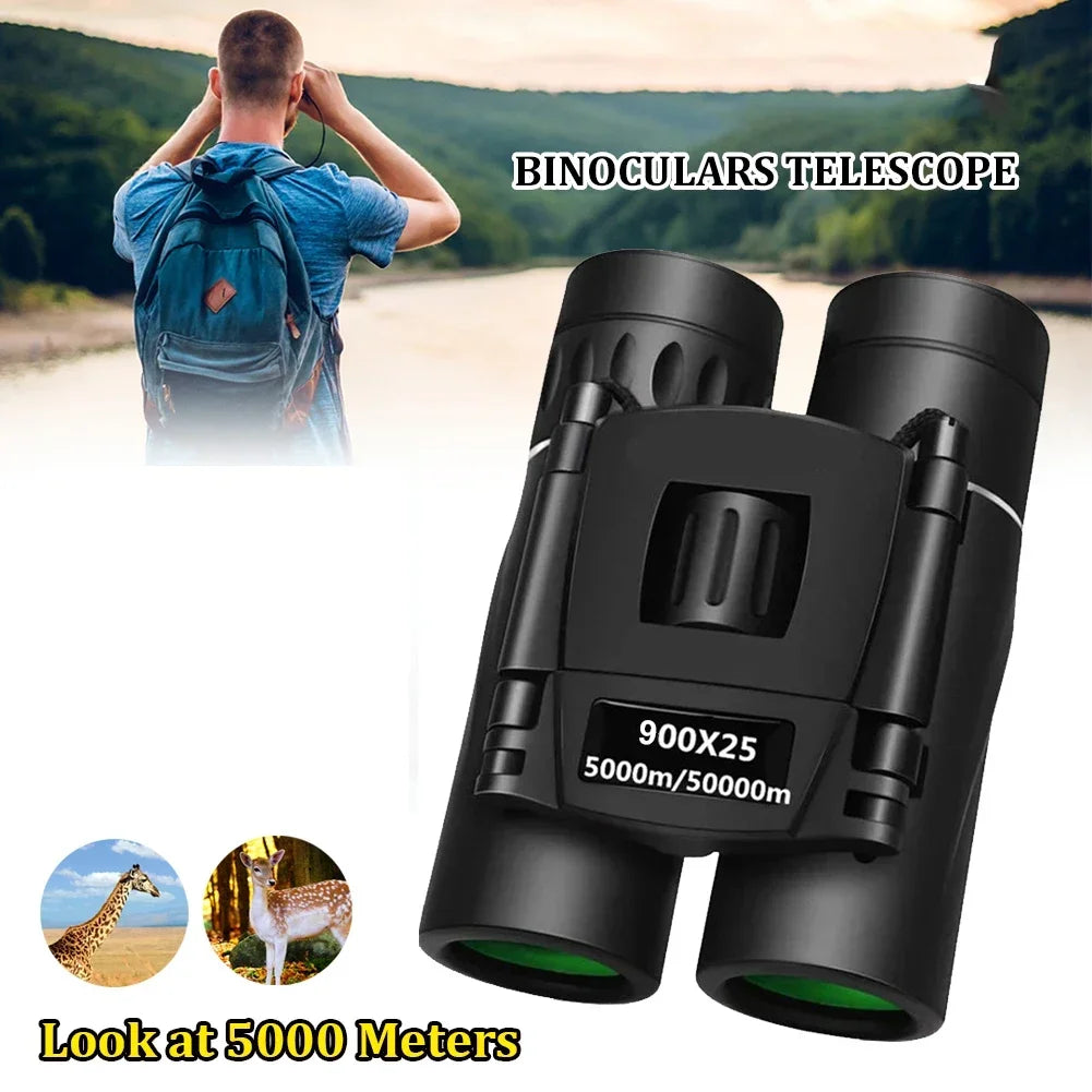 HD 900/1000x25 Long Range Folding Binoculars – Compact 9000M Mini Telescope with BAK4 Prism & FMC Optics