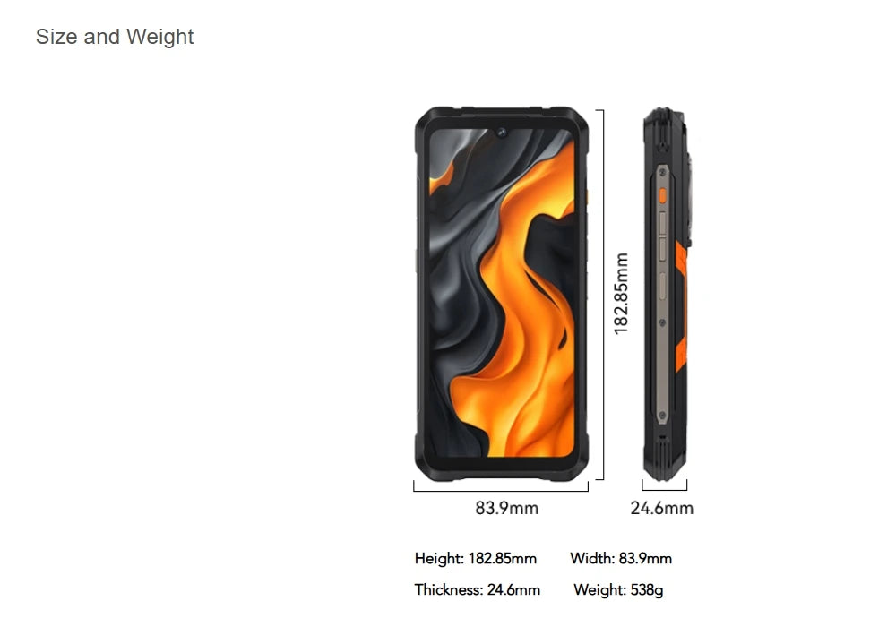 Cubot KingKong Power 5 – Rugged Smartphone with 15300mAh Battery, 6.88" 120Hz Display, Android 15, 16GB RAM + 128GB Storage, IP68/IP69K