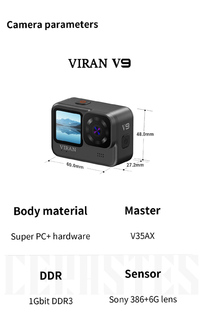 CERASTES V9 4K Ultra HD WiFi Action Camera – Dual Screen, Waterproof, Remote Control, EIS Stabilization