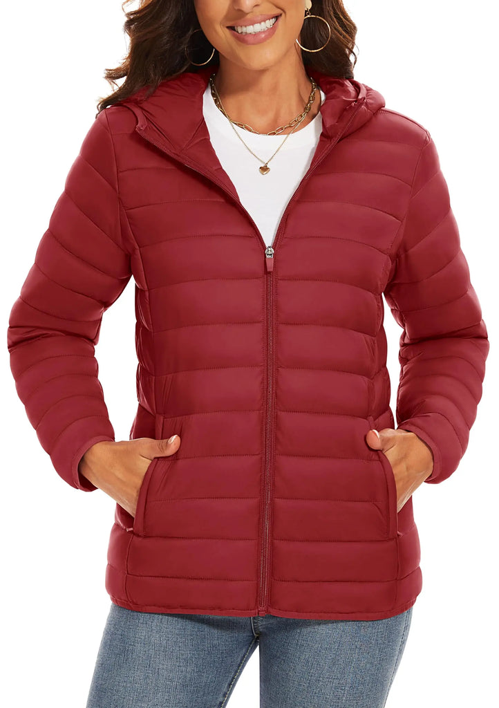 TACVASEN Women’s Full Zip Hooded Puffer Jacket – Lightweight, Warm & Windproof Winter Coat