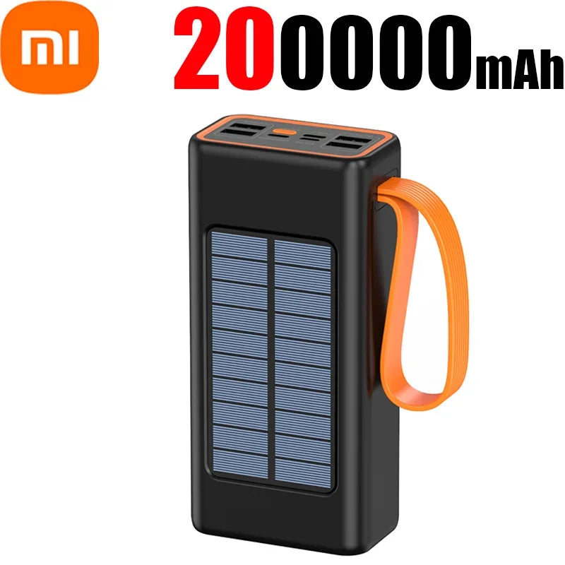 Xiaomi 200000mAh Solar Power Bank – Ultra-High Capacity with Built-in Cables, LED Light & Quick Charge