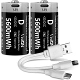 MATOV USB Rechargeable D Size Battery – 1.5V 5600mWh LR20 Lithium-ion D-Cell (2 or 4 Pack) thumbnail 1