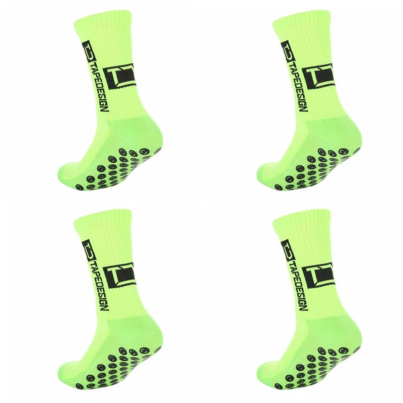 4 Pairs Mid-Tube Non-Slip Football Socks – Breathable & Durable Sports Training Socks (Unisex)