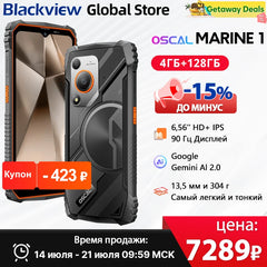 Blackview Oscal MARINE 1 Rugged Smartphone – 6.56" HD+ 90Hz Display, Android 15, 5100mAh Battery, IP68 Waterproof, 12GB RAM + 128GB ROM