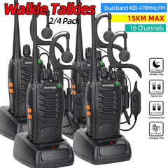 2 or 4 Pack Baofeng BF-888S V2 UHF Long-Range Walkie Talkies – 16-Channel Portable Two-Way Radios (400–470MHz, 5–10W, High-Capacity Battery)