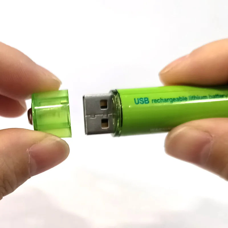 USB Rechargeable AA Lithium Batteries (4-Pack) – 1.5V 1500mWh Fast-Charge, Long-Lasting with Storage Case