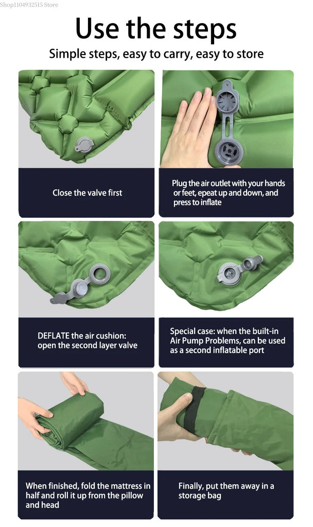 SHXI Ultralight Diamond-Shaped Inflatable Sleeping Pad – Single Person, Waterproof TPU Camping Mat