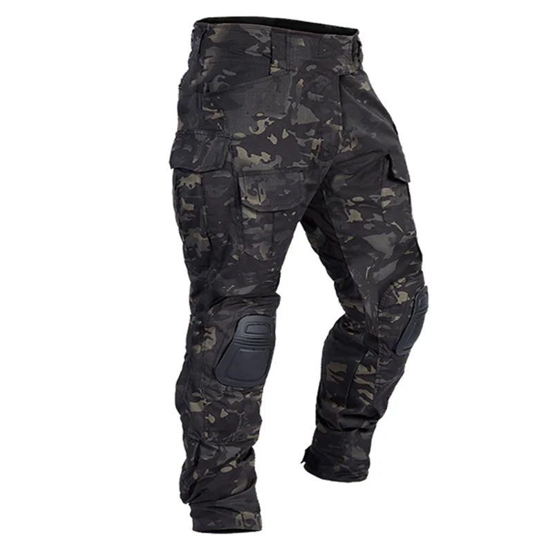 Men’s Tactical Combat Pants with Knee Pads – Camouflage Military-Grade Cargo Trousers for Hunting, Trekking & Outdoor Survival