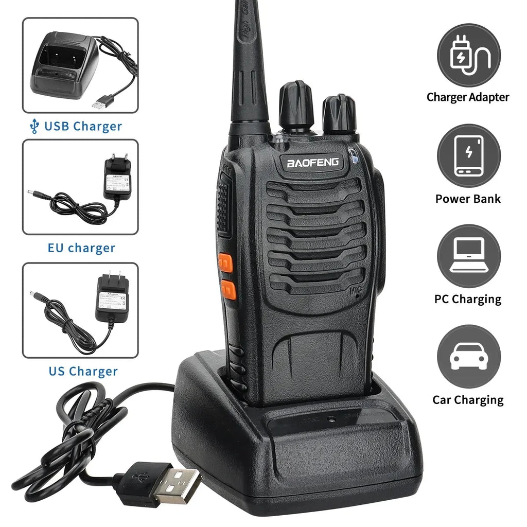 2 or 4 Pack Baofeng BF-888S V2 UHF Long-Range Walkie Talkies – 16-Channel Portable Two-Way Radios (400–470MHz, 5–10W, High-Capacity Battery)