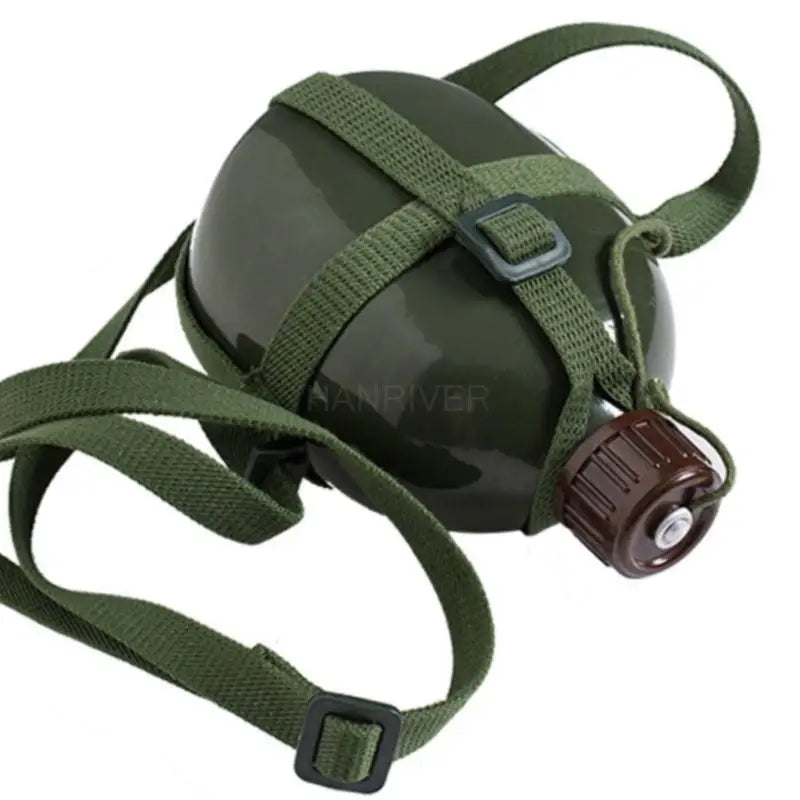 Military-Grade Aluminum Water Bottle with Shoulder Strap – 2L/3L Canteen & Cooking Cup for Hiking & Outdoor Survival