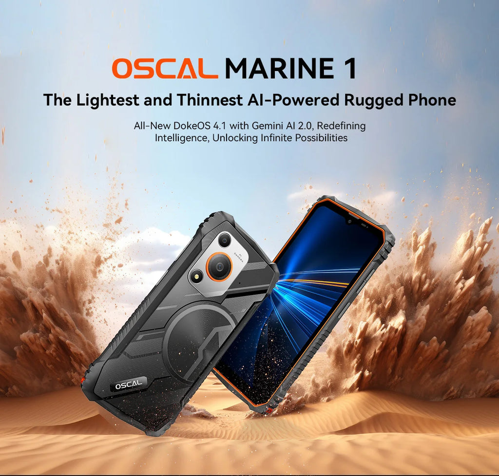 Blackview Oscal MARINE 1 Rugged Smartphone – 6.56" HD+ 90Hz Display, Android 15, 5100mAh Battery, IP68 Waterproof, 12GB RAM + 128GB ROM