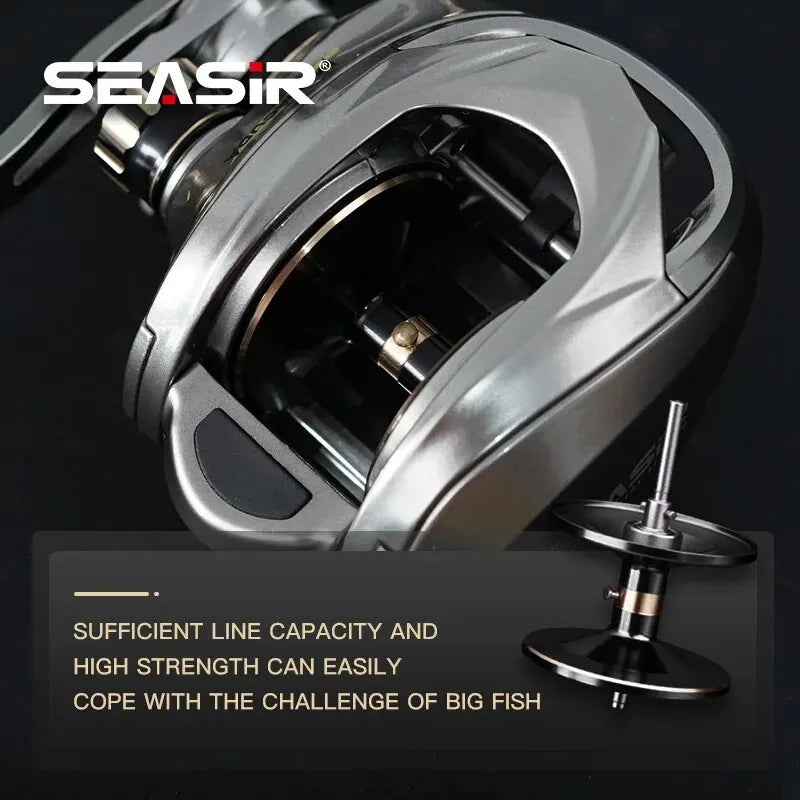 SeaSir Megacuda Baitcasting Reel β 15KG Drag, 9+1BB, 6.5:1 Gear Ratio, Deep Spool Aluminum & Carbon Jigging Reel for Saltwater Fishing