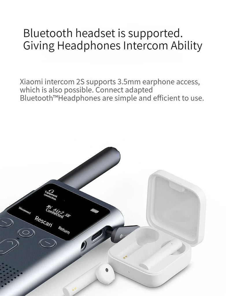 Xiaomi Walkie Talkie 2S – 4W Power, 5KM Range, IP54 Waterproof, 120-Hour Standby, Dual Mode Communication