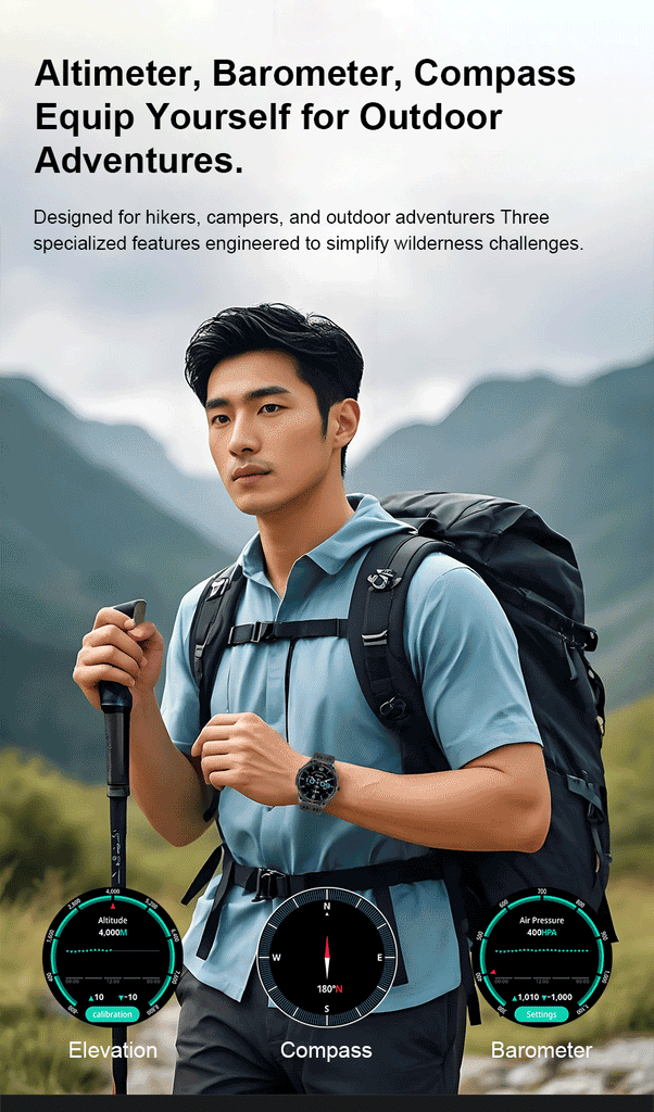 GUHUAVMI Professional GPS Outdoor Smartwatch – Military Grade, 1000mAh Battery, 10ATM Waterproof