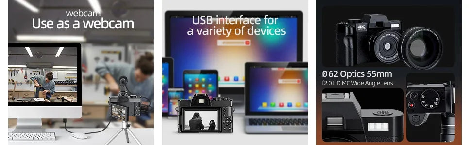 G-Anica 4K Compact Digital Camera – 48MP Vlogging Camera with Flip Screen, Wide-Angle & Macro Lens, WiFi, PC Webcam Mode