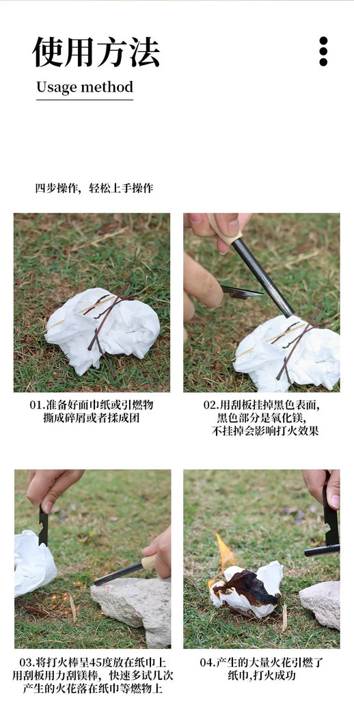 Bear Grylls Magnesium Fire Starter – Emergency Flint Rod & Firesteel Kit for Camping & Survival