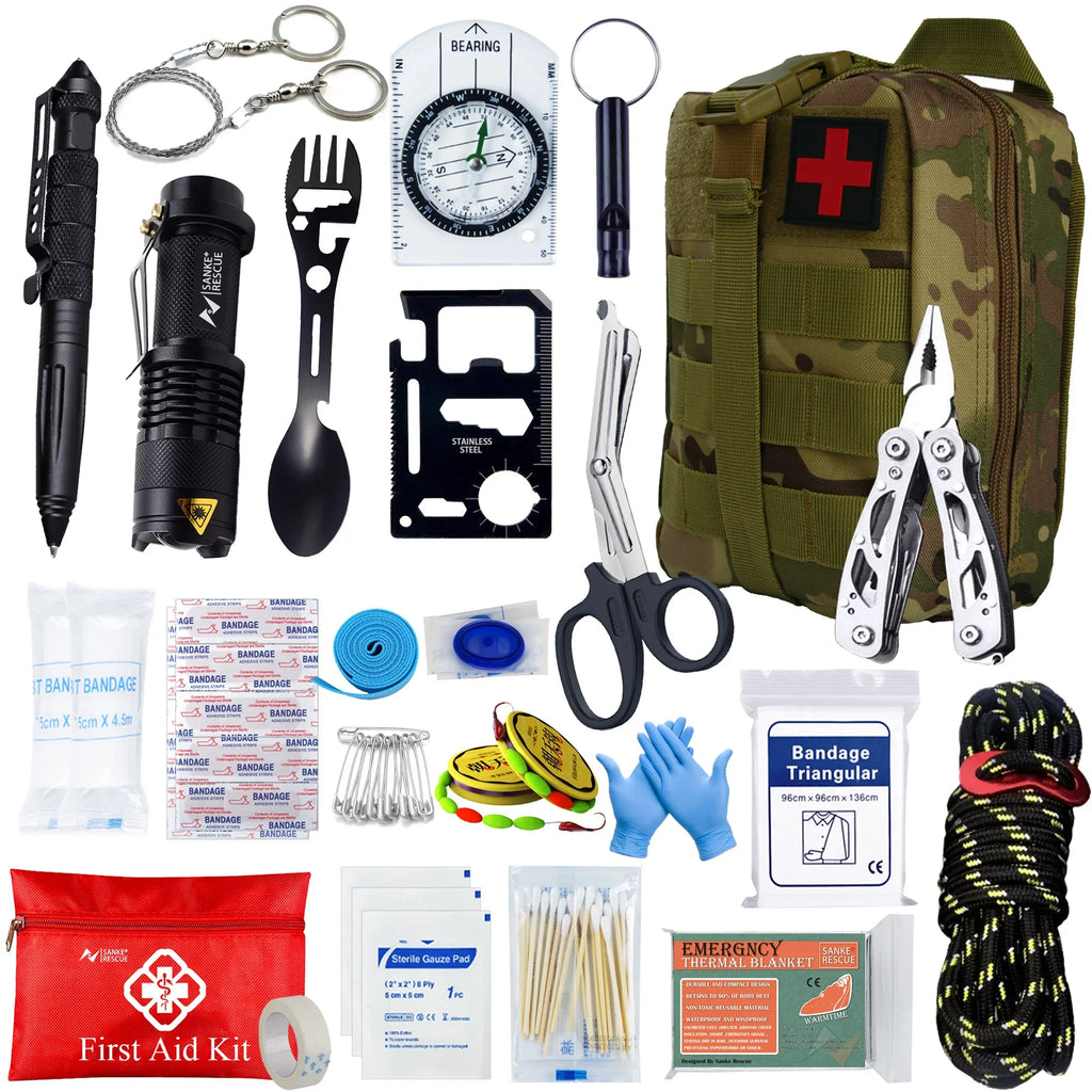Professional Survival First Aid Kit – 24-in-1 Emergency Gear with Molle Bag | Camping, Hiking, Outdoor Rescue IFAK