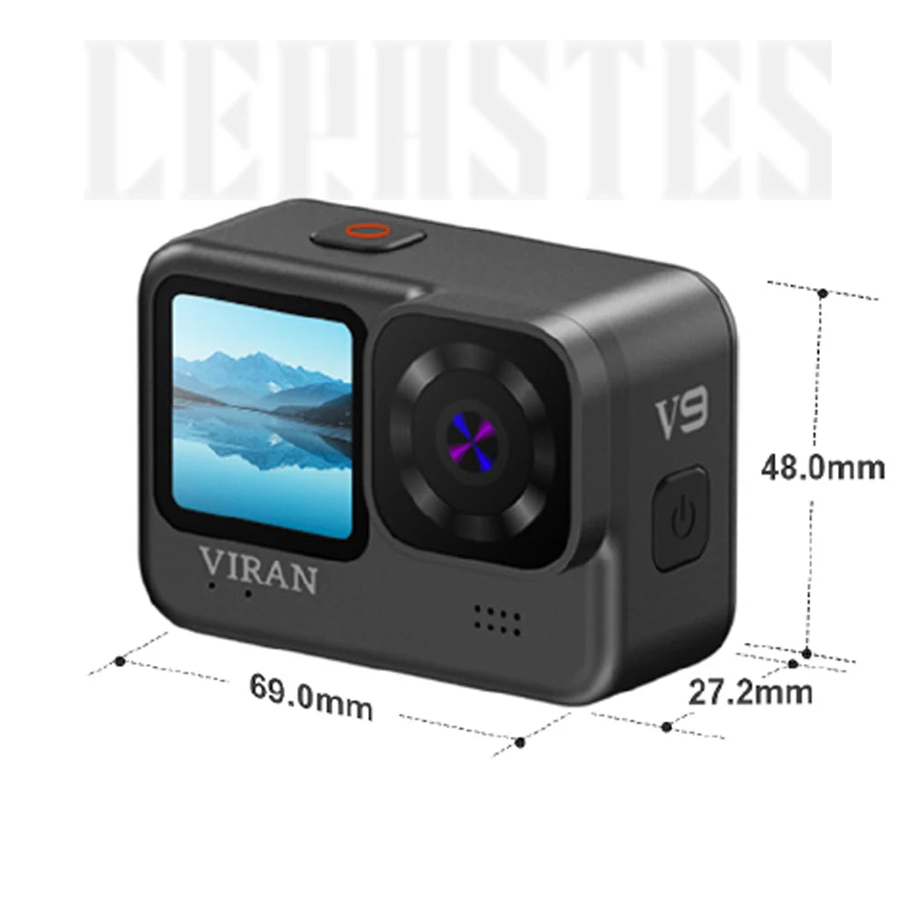 CERASTES V9 4K Ultra HD WiFi Action Camera – Dual Screen, Waterproof, Remote Control, EIS Stabilization