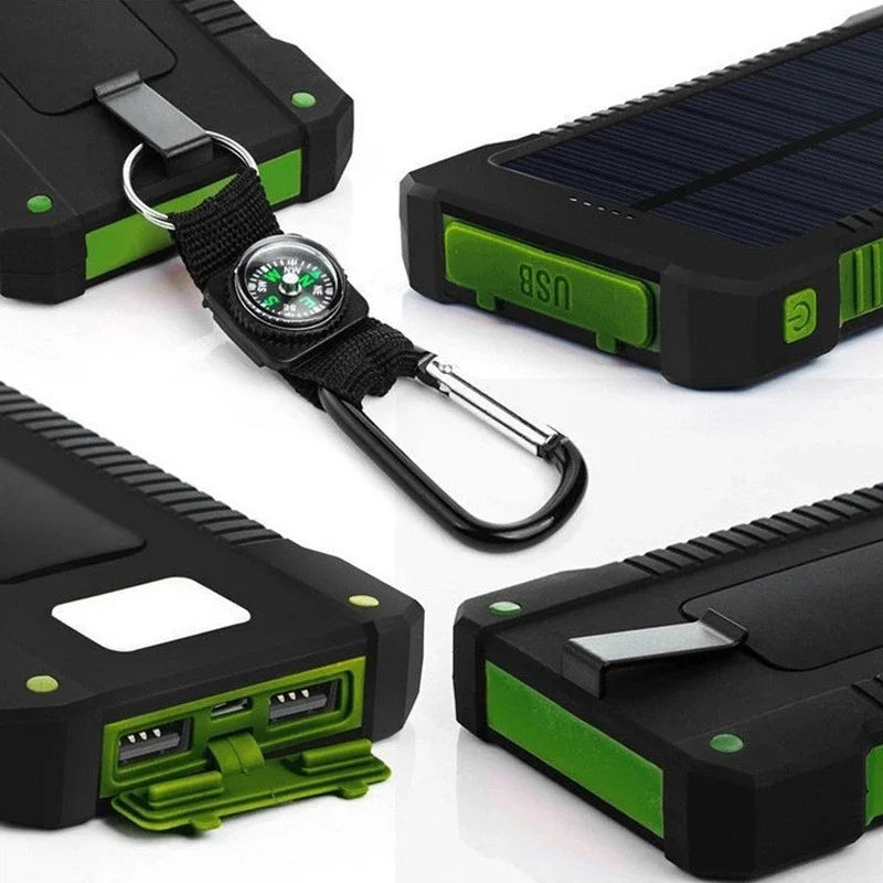200,000mAh Solar Power Bank β Heavy-Duty Outdoor Backup Charger with Dual USB, LED Flashlight & Compass