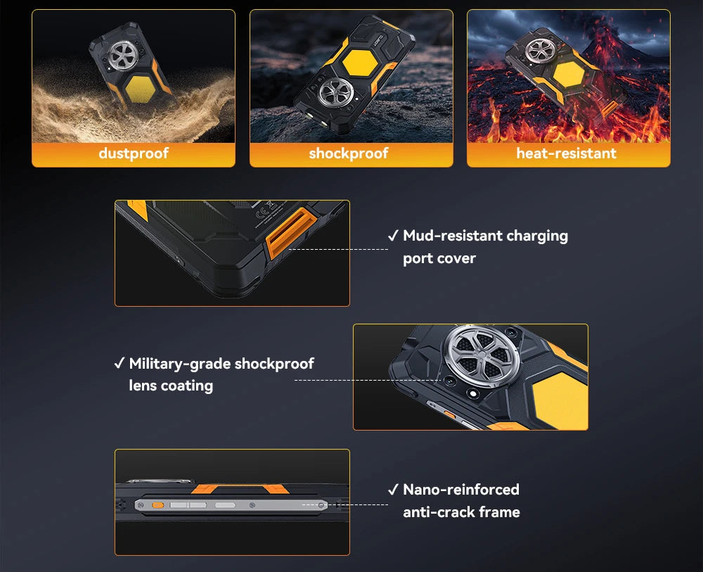 Cubot KingKong Power 5 – Rugged Smartphone with 15300mAh Battery, 6.88" 120Hz Display, Android 15, 16GB RAM + 128GB Storage, IP68/IP69K