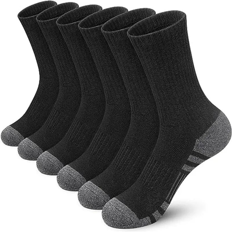 6 or 12 Pairs Men's Outdoor Crew Socks – Breathable, Durable, and Comfortable Fit
