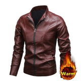 Men's PU Leather Stand Collar Motorcycle Jacket – Casual Windbreaker Biker Coat thumbnail 33
