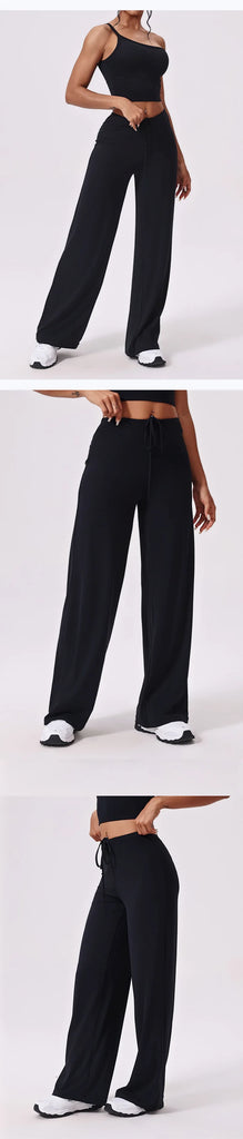 Antibacterial Cooling Wide Leg Sweatpants for Women – Tummy Control & Soft Flowing Fabric for Yoga, Running, Fitness & Outdoor Sports