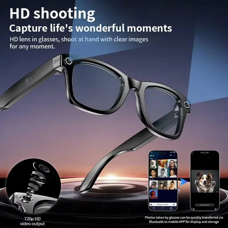 GUHUAVMI Smart Glasses for Men – 8MP Camera | WiFi | Bluetooth | AI Features | IP65 Waterproof