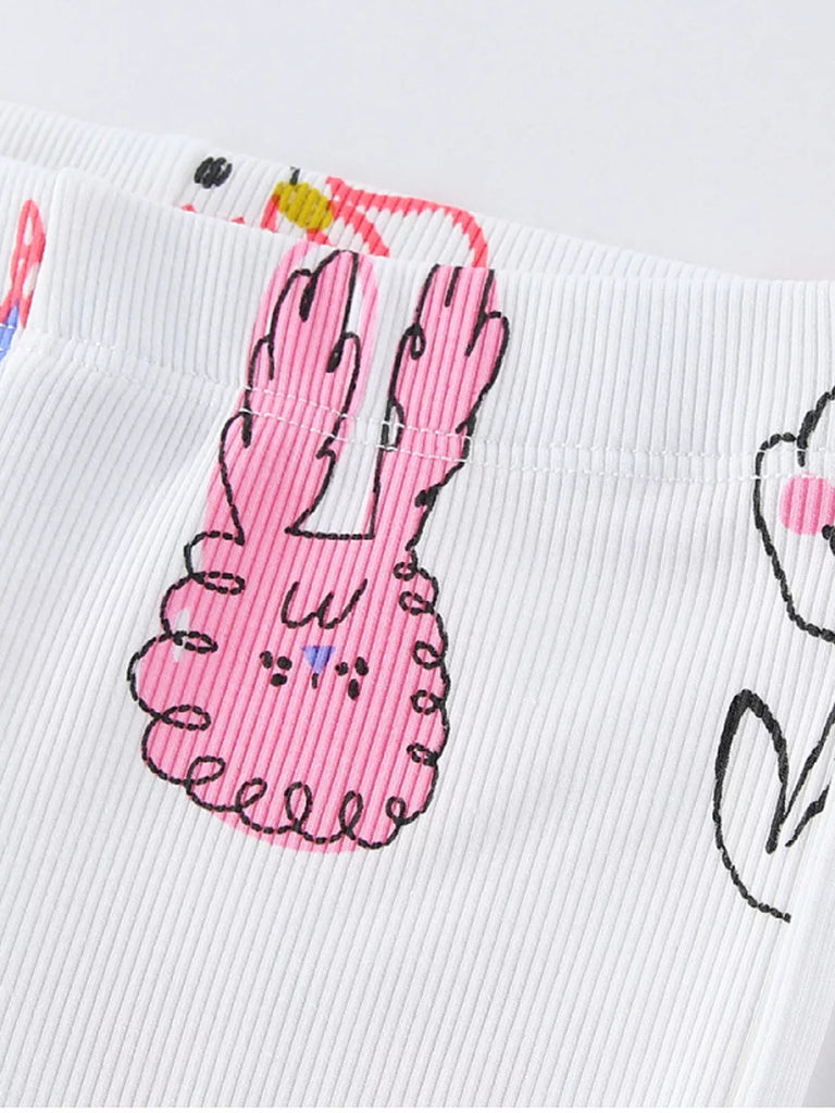 Children's Whimsical Doodle Print Flared Leggings