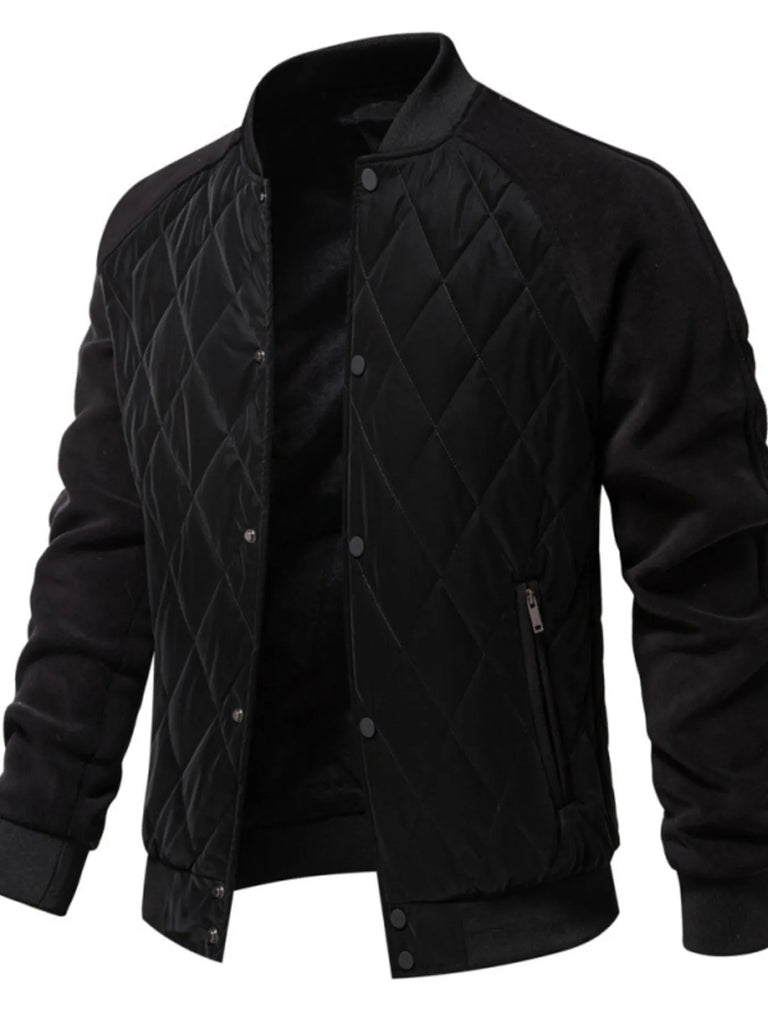 Men's Quilted Snap Down Long Sleeve Jacket