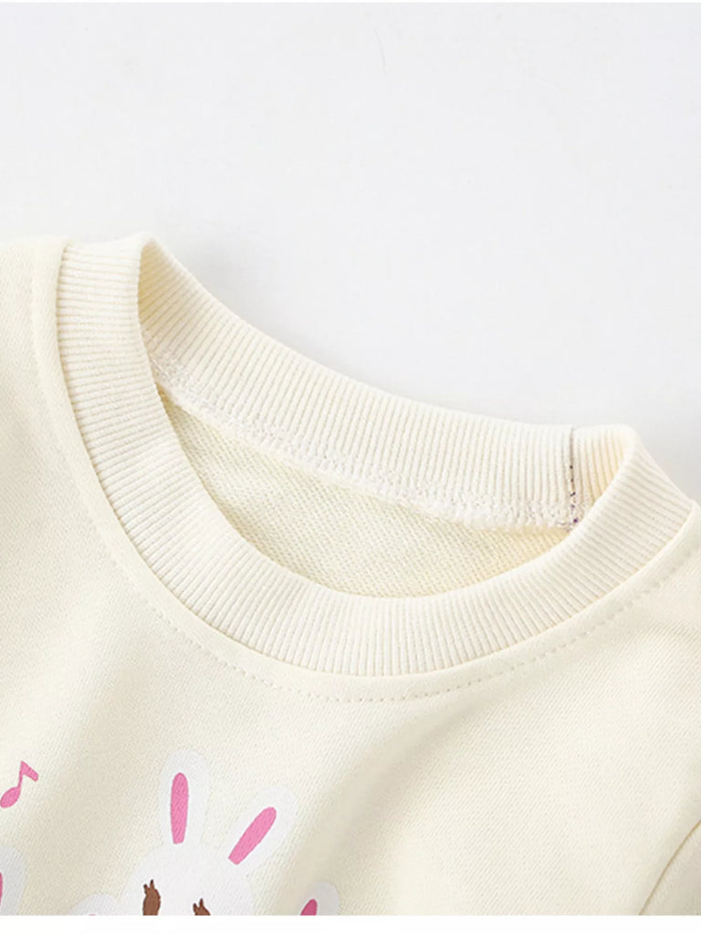 Children's Cute Rabbit Piano Crew Neck Sweatshirt