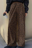 Leopard Print Elastic High Waist Loose Corduroy Pants thumbnail 3