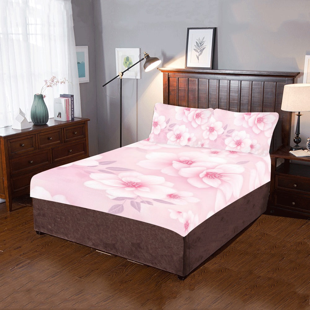 Blush Floral Serenity Bedding Set – Soft Elegant 3-Piece Duvet Cover Set