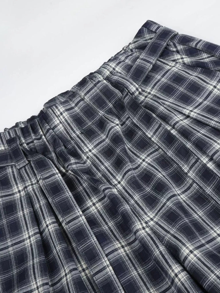 Men's Plaid Wide-Leg Pants