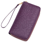 Embossed Floral Pattern Double Zipper Wallet thumbnail 2