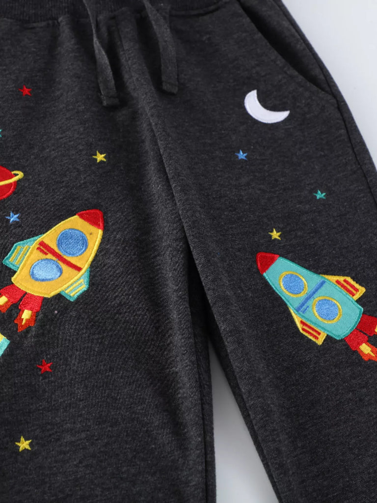 Children's Space Rocket Embroidered Joggers
